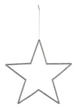 Star, Decorative Pendant, Polyresin, Silver / Glitter, 24.5 x 24.5 cm - £9.42 GBP