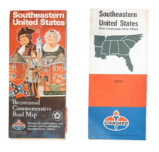 2 Vintage Southeastern US Bicentennial Highway Road Maps with Interstate Strips - £21.61 GBP