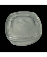 Cat Face Frosted Glass Intaglio Kitty Lead Crystal 4” Trinket Jewelry Box - $33.83 CAD