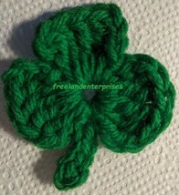 Pin St Patrick&#39;s Day Crocheted Shamrock Holiday Pin Handmade Green 2 1/4&quot;X2 1/2&quot; - £4.69 GBP