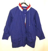 NORTHERN SPIRIT WEAR JACKET COAT LARGE ROYAL BLUE AND RED HIDDEN HOOD WO... - $23.10