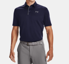 UNDER ARMOUR UA TECH POLO SHIRT SHORT SLEEVE NAVY SIZE MEDIUM - £19.35 GBP