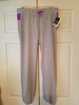 Reebok Girl&#39;s XL (16) Heather Grey w/ Purple Surround Sport Jersey Pants (NEW) - £15.44 GBP