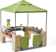 All around Playtime Patio with Canopy, Kid Indoor and Outdoor Kitchen Playset, S - £198.42 GBP