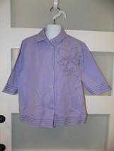 HANNA ANDERSSON PURPLE SS FLOWER BUTTON DOWN SHIRT SIZE 120 (6/7) GIRL&#39;S - £14.62 GBP