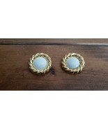 Novelty Buttons (new) 1 1/2&quot; (2) GOLD ROPE EDGE W/ WHITE DOME CENTER - £2.57 GBP