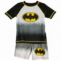 Batman Logo Toddler Swim Shorts &amp; Rash Guard Set Black - £27.52 GBP