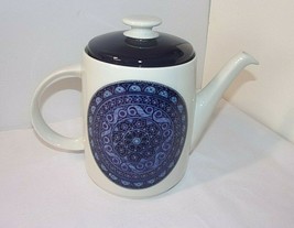 Royal Doulton Teapot Flower Scroll Medallion BABYLON Blue Purple Tea Pot &amp; Lid - £69.58 GBP