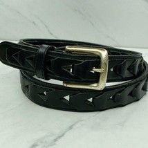 Black Pieced Woven Genuine Leather Link Belt Size 40 Mens  - £15.63 GBP