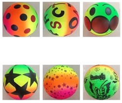 6 ASST 7 IN RAINBOW NOVELTY BALLS new toy bounce ball buttery star smile... - $12.30