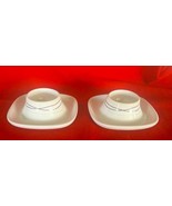 2 Ikea Square Egg Cups White w Stripes 365 Susan Pryke Base 4&quot; Diameter - $282.06 MXN