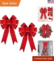 Set of 2 Large Velvet Red Christmas Bows - Holiday Decor for Wreaths &amp; T... - $48.00