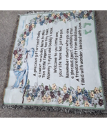 Nursery Welcome New Baby Tapestry Throw Blanket Woven Footprints Floral ... - £16.18 GBP