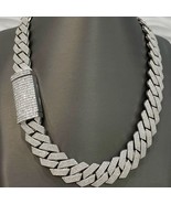 Iced Out 24MM Cuban Chain VVS1 D Color Moissanite 925 Silver Miami Link ... - $900.00