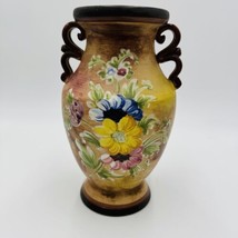 Vintage Italy Pottery Double Handle Hand Painted Floral Vase 11/281 Italy - £69.90 GBP