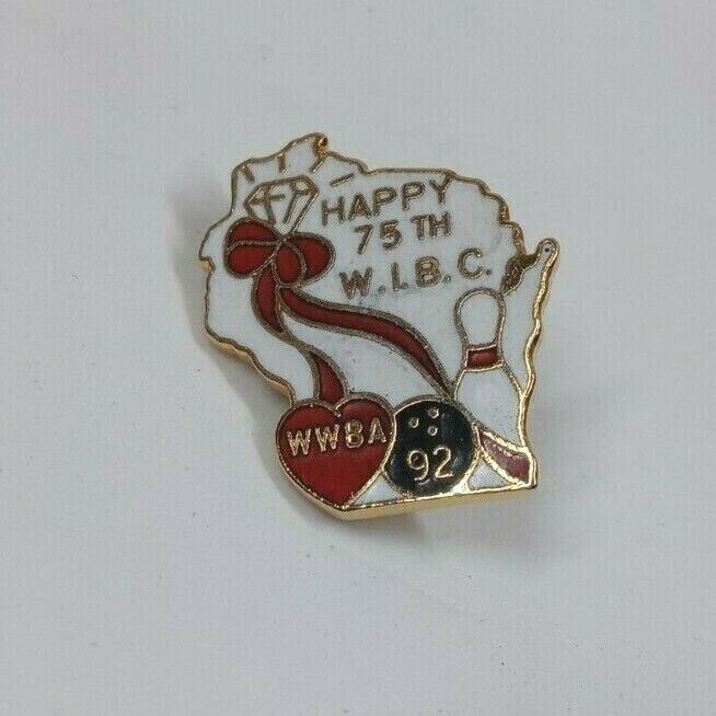 Vintage 1992 Happy 75&#39;th W.L.B.A. Bowling Lapel Hat Pin - $5.34