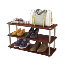 Dark Cherry 3-Shelf Modern Shoe Rack - Holds up to 12 Pair of Shoes - £87.47 GBP