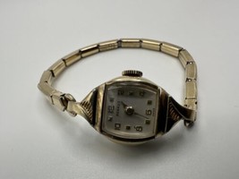 Antique Benrus 10k Rolled Gold Plate 18mm Width Womens Wristwatch WORKIN... - £38.33 GBP