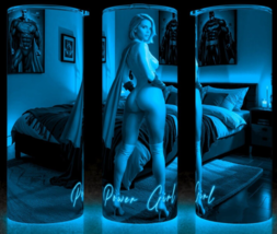 Glow in the Dark Sexy Power Girl in Bedroom Comic Book Cup Mug Tumbler 20oz - £18.24 GBP