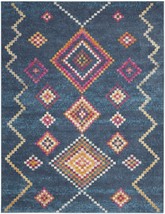 HomeRoots 385779 7 x 10 ft. Navy Blue Berber Pattern Area Rug - £144.13 GBP