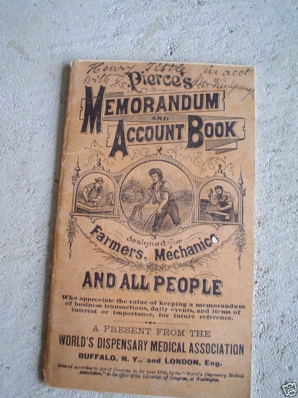 1895 Pierce&#39;s Memorandum Account Booklet - $18.81