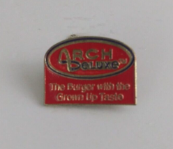 Arch Deluxe Red &amp; Gold Tone McDonald&#39;s Employee Lapel Hat Pin - £5.70 GBP