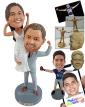 Personalized Bobblehead Super strong Groom holding the Bride over the shoulder w - £127.93 GBP