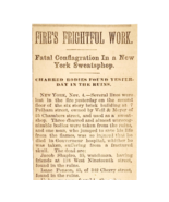 1895 New York City Sweatshop Fatal Fire Passaic NJ News Article Victoria... - €25,73 EUR