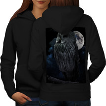 Night Owl Moon Sky Animal Sweatshirt Hoody Darkness Bird Women Hoodie Back - £17.63 GBP