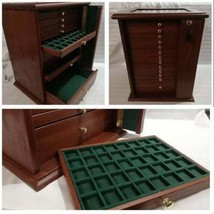 Money Chest Medals Table IN Real Wood And Velvet Italian 13 Drawer Colou... - $866.71