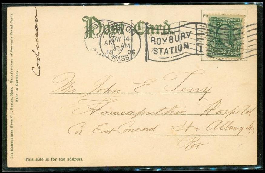 Vintage Postcard UDB Roxbury Station Cancel 1906 Boston Harbor Clipper Ships Item image 2