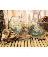 Balinese Handicraft Natural Driftwood Root With 2 Molten Hand Blown Glas... - €48,93 EUR