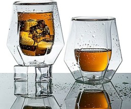 Double Old Fashioned Glasses Glassware Walled Tumbler Lowball Whiskey Bourbon 2 - £38.04 GBP