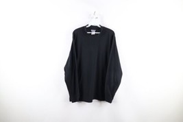 Vintage 90s Reebok Mens Large Faded Classic Logo Mock Neck Fleece Sweater Black - £35.01 GBP