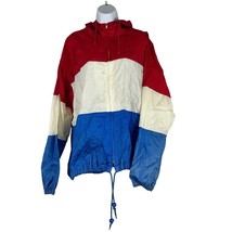 Hook Sport Men&#39;s Vintage Red, White and Blue Striped Windbreaker Size L - £14.54 GBP