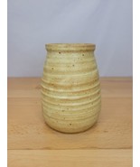 Vintage Art Pottery Stoneware Vase Gold/Oatmeal Speckled Matte Glaze 5.5... - £14.93 GBP