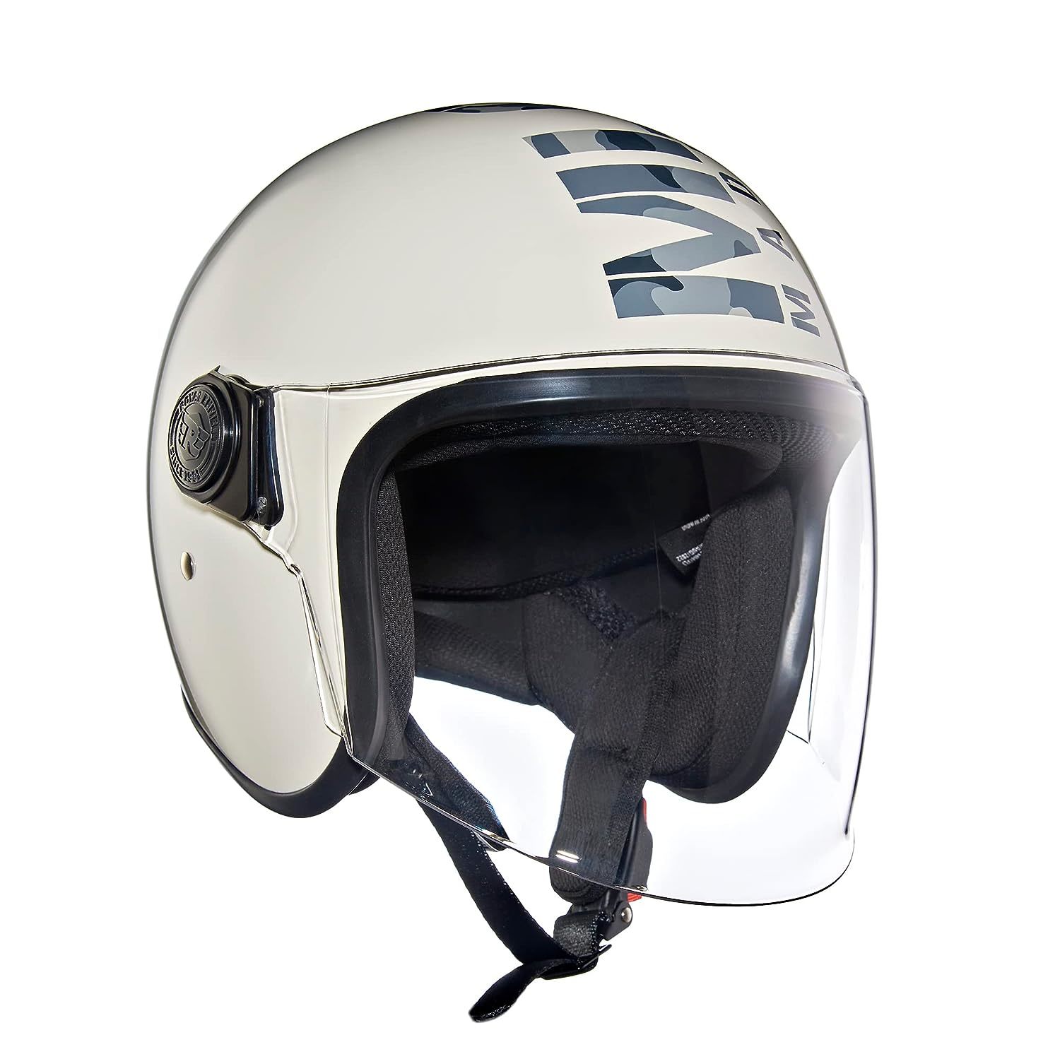  Royal Enfield Flip-up Coopter Camo MLG Helmet with Clear Visor Gloss White - $135.99