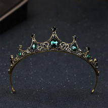 Women Vintage Small Baroque Green Crystal Bridal Crown Boutique Bride Noiva Diad - £13.11 GBP