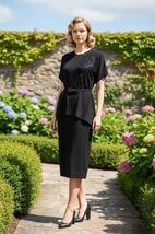 Vtg 1940s WWII black crepe beaded dress for repair/study W31" - $37.62