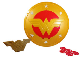 DC Super Hero Girls Wonder Woman Shield Toy Disk Shooter with 5 Disks + ... - £11.88 GBP