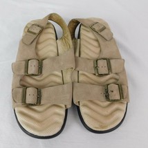 Strictly Comfort Beige Women Size 10M 2 Strap Open Toe Sandals Hook Loop Heel - £15.46 GBP