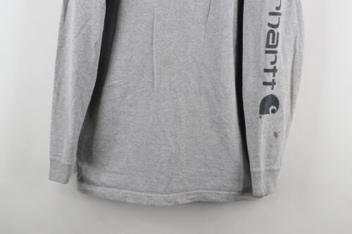 Vtg Carhartt Mens Large Distressed Spell Out Long Sleeve T-Shirt Heather Gray Item image 3
