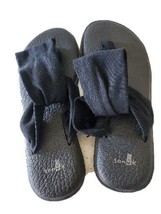 Sanuk Woman Size 8 Flip Flops Yoga Sling Black Ankle Strap Comfort - £9.77 GBP