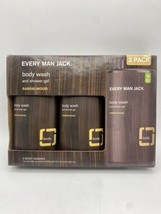 Every Man Jack Body Wash And Shower Gel, Sandalwood, 3 pack 16.9 Fl Oz (91297) - £23.76 GBP
