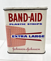 Vintage Band-Aid Extra Large Plastic Strips Metal Tin (Empty) 4 x 3 3/8 ... - $12.38