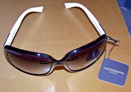 Liz Claiborne Ny Wrap Sunglasses #82035 - Black Frames / White Earpcs - 100% Uv - £20.09 GBP