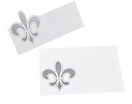 24 Fleur De Lis Place Cards Regular Size White Silver Card stock Cutout ... - £3.94 GBP