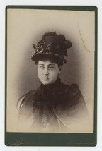 Antique Circa 1880s Cabinet Card Lovely Woman in Stunning Hat Gettysburg, PA - £11.00 GBP