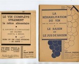 Le Vin Complete Utilement &amp; La Rehabilitation Du Vin Booklets 1940&#39;s Bar... - $47.52