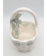 Vtg 1984 Lefton Handpainted Basket With Blue Ribbon Weaving Through The ... - €11,28 EUR